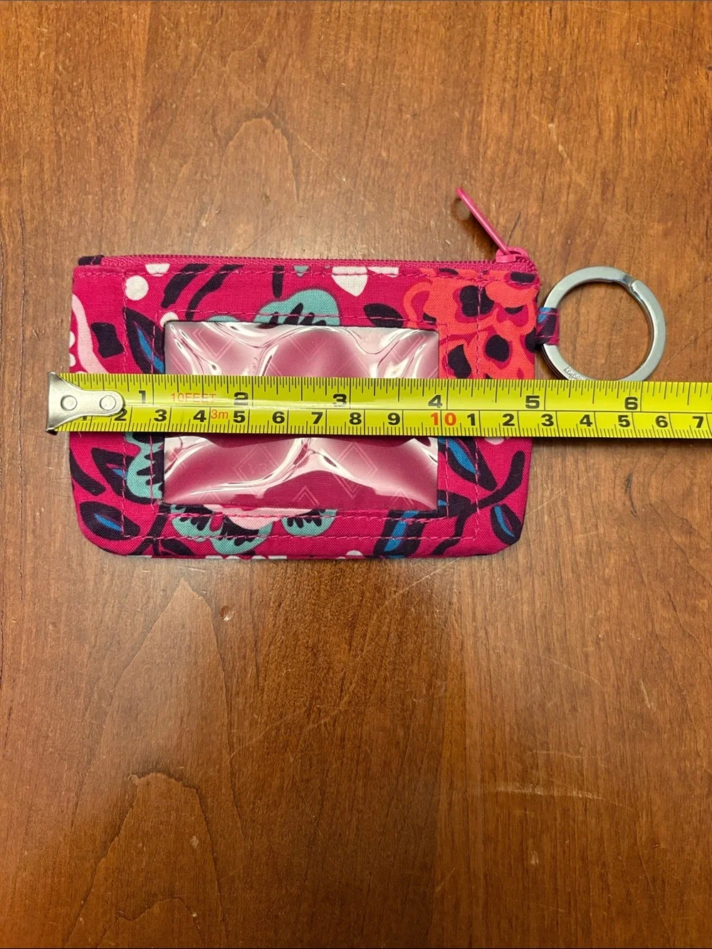 Vera Bradley Pink Floral ID Zip Card Case Keyring - Picture 6 of 6